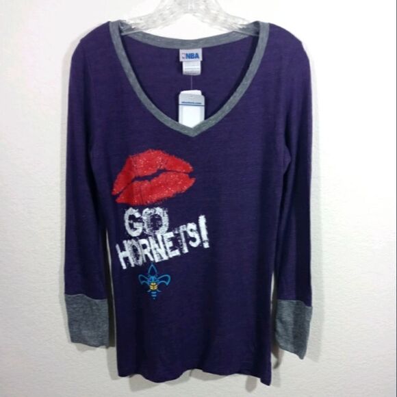 NBA Hornets Long Sleeve Pajama Top -G - Picture 1 of 3